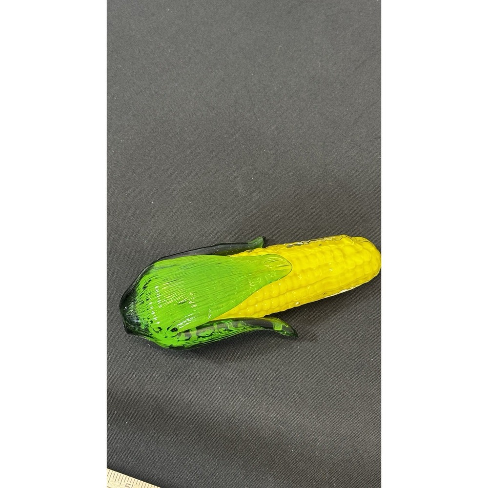 Hand Blown Art Glass Fruit Vegetable Murano Style Glass Yellow Corn 8"